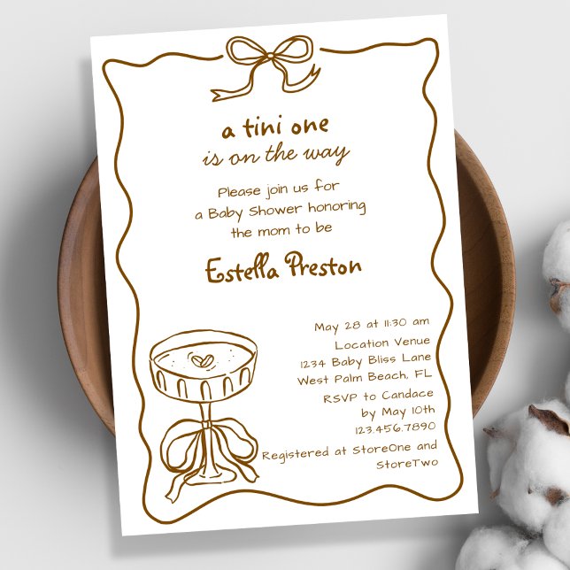 Funky Whimsical Hand plockade Martini Baby Shower Inbjudningar (Skapare uppladdad)
