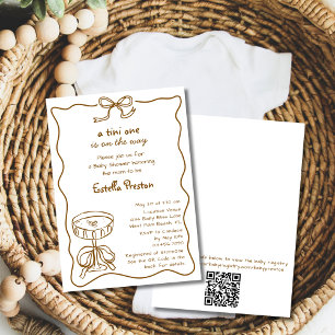 Funky Whimsical Martini QR-kod Baby Shower Inbjudningar