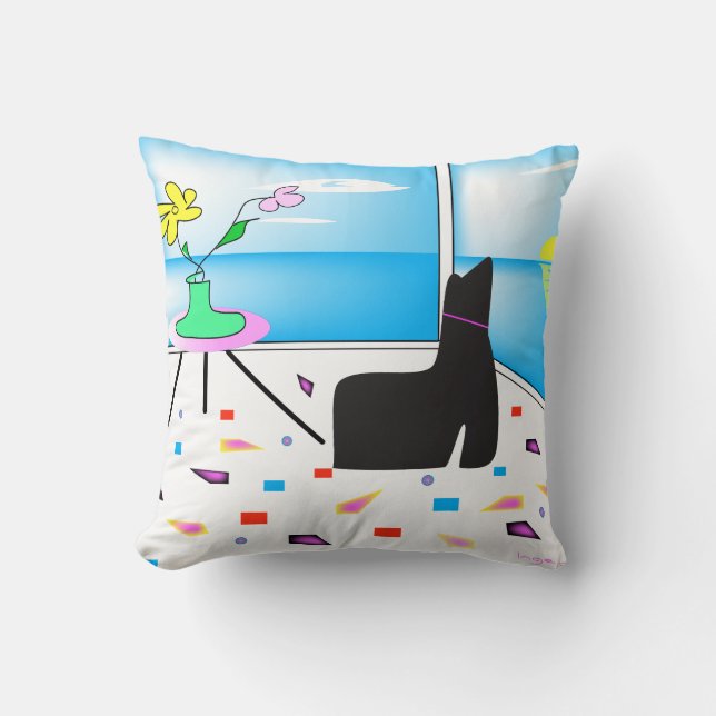 Funky Whimsical Miami Abstrakt Colorful Kudde (Framsida)