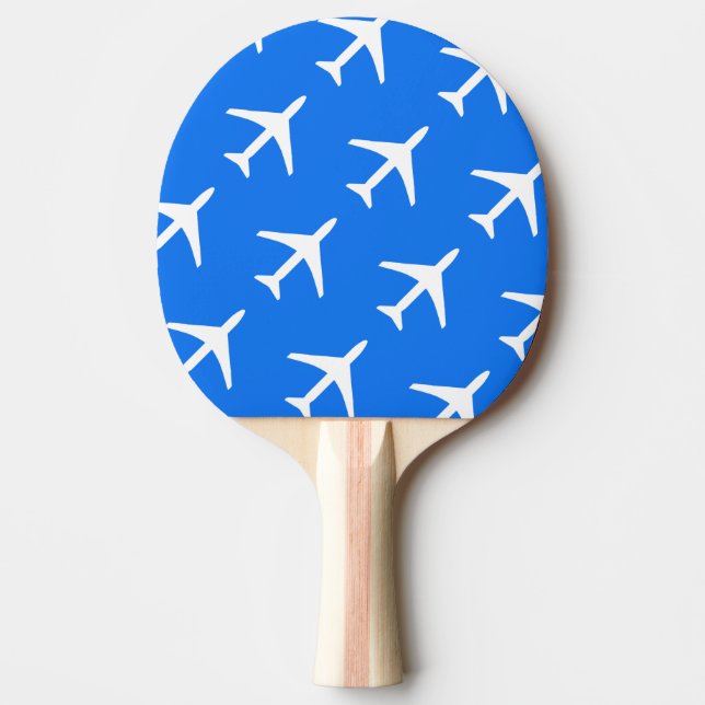 Funky White Flygplan Blue Background Pilair Pingisracket (Framsidan)