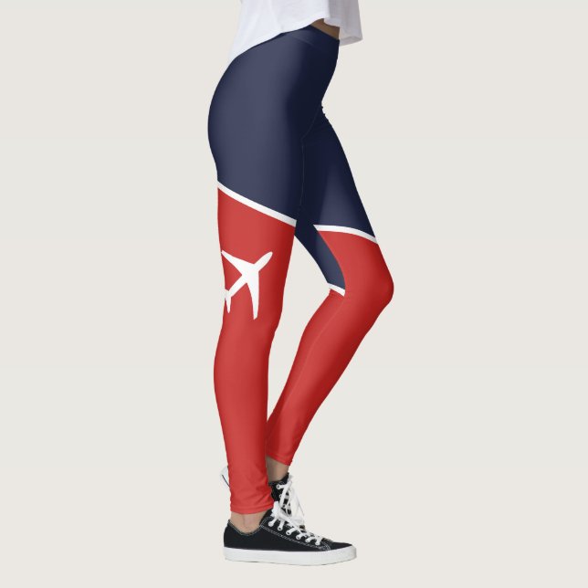 Funky White Flygplan-flygplanet Pilot Aviation Leggings (Höger)