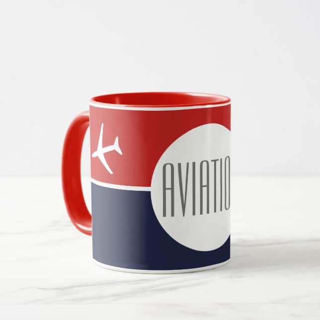 Funky White Flygplan-flygplanet Pilot Aviation Mugg (Framsida vänster)