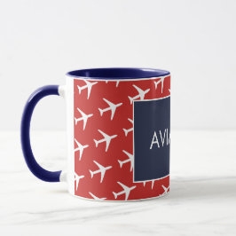 Funky White Flygplan-flygplanet Pilot Aviation Mugg