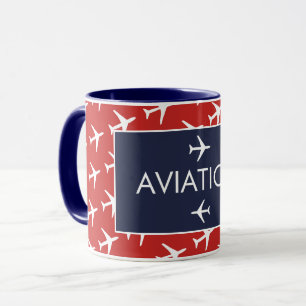 Funky White Flygplan-flygplanet Pilot Aviation Mugg