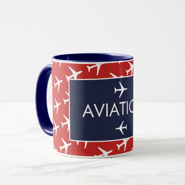 Funky White Flygplan-flygplanet Pilot Aviation Mugg (Framsida vänster)