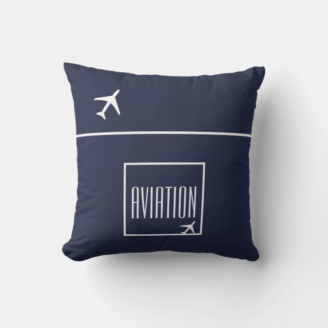 Funky White Flygplan Pilot Aviation Cushion Kudde (Framsida)