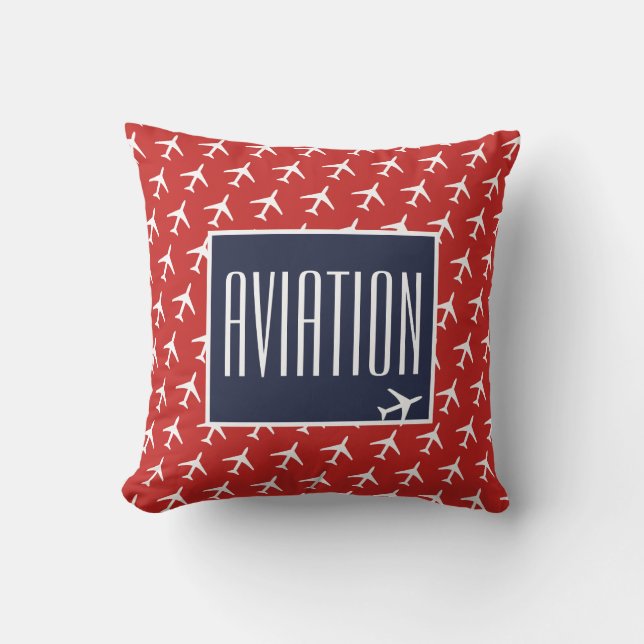 Funky White Flygplan Pilot Aviation Cushion Kudde (Framsida)