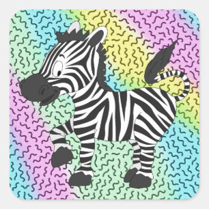 Funky Zebra Fyrkantigt Klistermärke