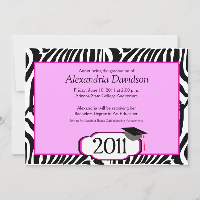 Funky Zebra Rand 5x7 Studenten avisering Inbjudningar (Framsida)