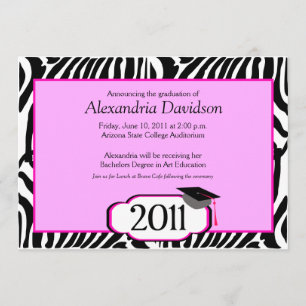 Funky Zebra Rand 5x7 Studenten avisering Inbjudningar