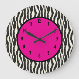 Funky Zebra Rosa Round (Large Wall Clock) Stor Klocka