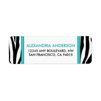 Funky Zebra tryck-returadressetikett (aqua) Returadress Etikett