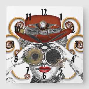 funkyn av steampunk fyrkantig klocka