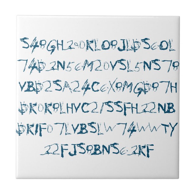 Funkyn Blå slumptal Brev Kakelplatta (Framsidan)