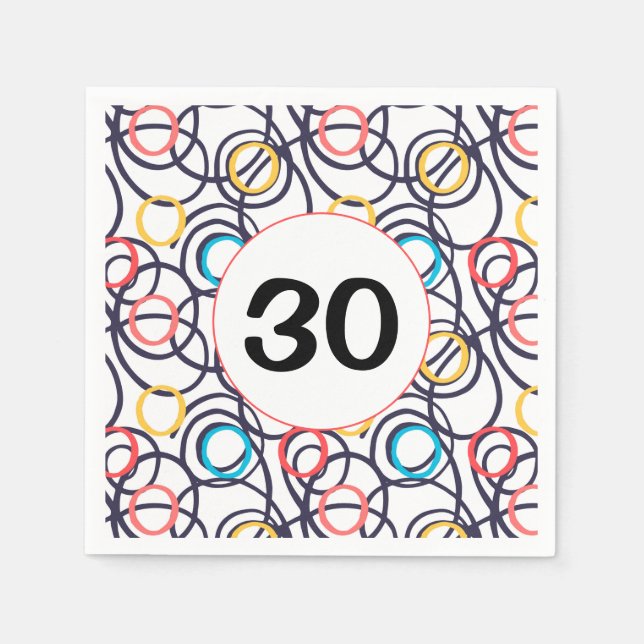 Funkyn Doodles vid 30års födelsedag Party Pappersservett (Framsidan)