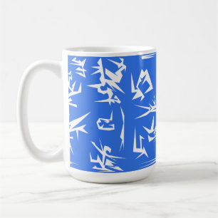 Funkyn Lavender Blue and White Abstrakt Art Kaffemugg
