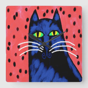 Funkyns Abstrakt - kattfärg Fyrkantig Klocka