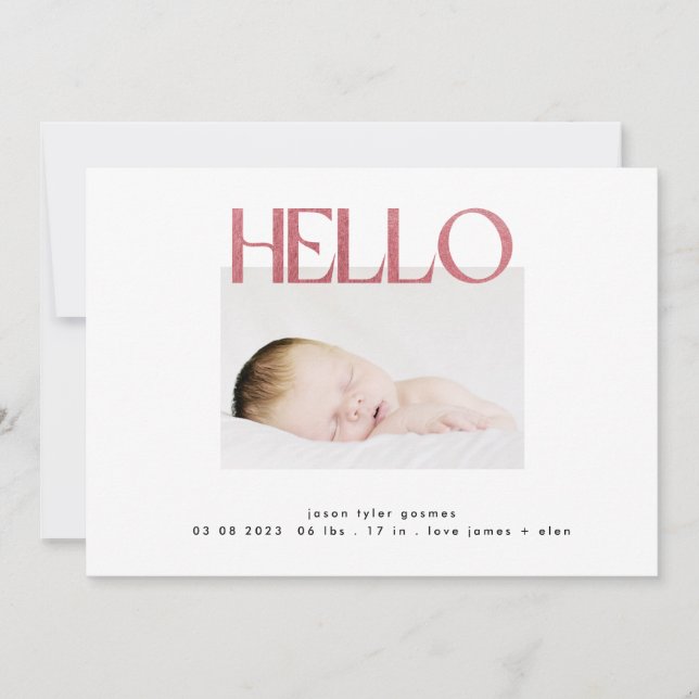 funkyns hej  Rosa Foil modern minimalistisk Meddelande (Framsida)