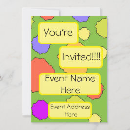 Funkyns retrofärgade cirklar inbjudningar