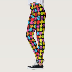 Funna färgstarka Ansikten Leggings