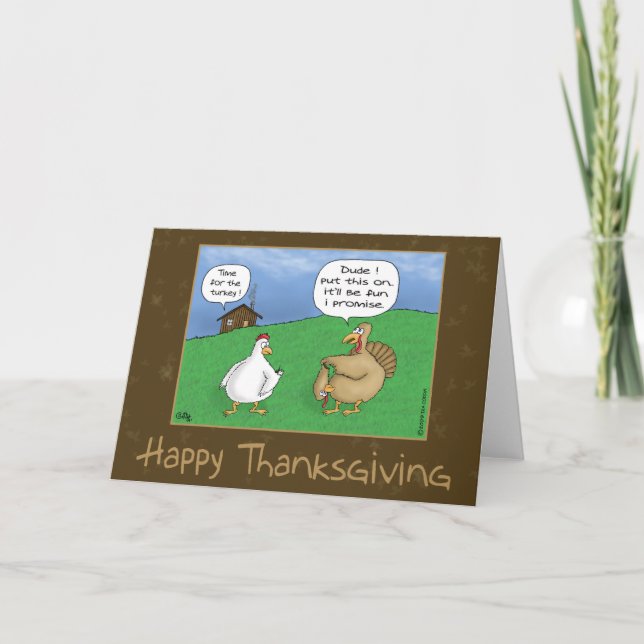 Funna Thanksgiving-kort: Roligt och spel Helgkort (Framsida)