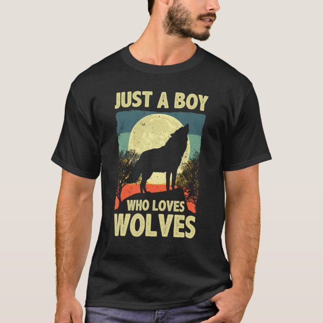 Funna Vargar Design För manar Boys Howling Varg Kä T Shirt (Framsida)