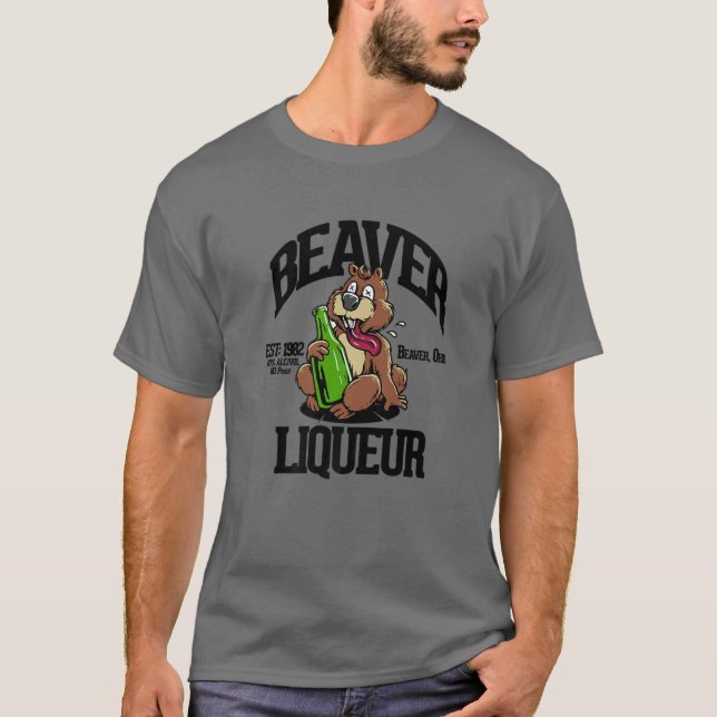 FUNNE BEAVER LIKVOR FÖRE LIKVEUNARDRIFT HUMOR T SHIRT (Framsida)
