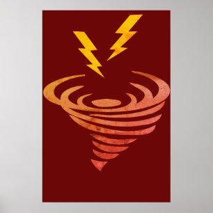 Funnel Cloud Storm Illustration Art, Väderstorm Poster
