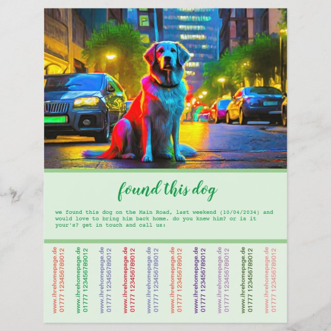 Funnet Hund  Reklamblad (Framsidan)