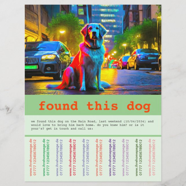 Funnet Hund  Reklamblad (Framsidan)