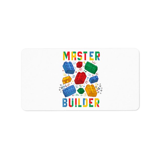 Funniga block Bygger Master Builder Adressetikett (Framsidan)