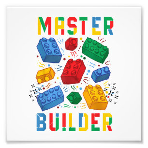 Funniga block Bygger Master Builder Fototryck