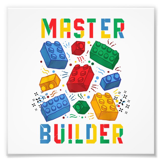 Funniga block Bygger Master Builder Fototryck (Framsidan)