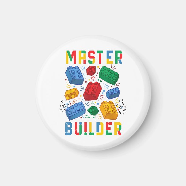 Funniga block Bygger Master Builder Magnet (Framsidan)