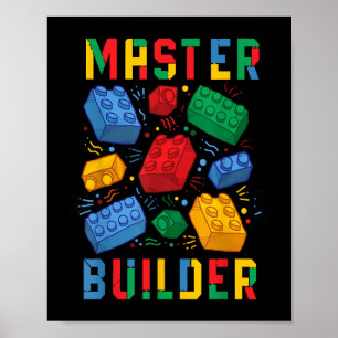Funniga block Bygger Master Builder Poster