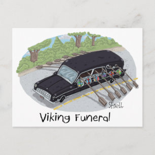 Funnigt Viking Funeral Post Card Vykort