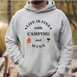 Funnt camping och vin ord hoodie