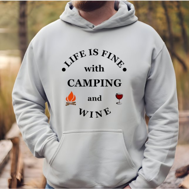 Funnt camping och vin ord hoodie (Skapare uppladdad)