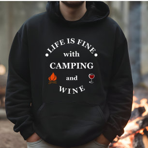 Funnt camping och vin ord hoodie