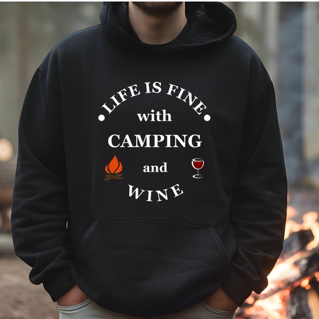 Funnt camping och vin ord hoodie (Skapare uppladdad)