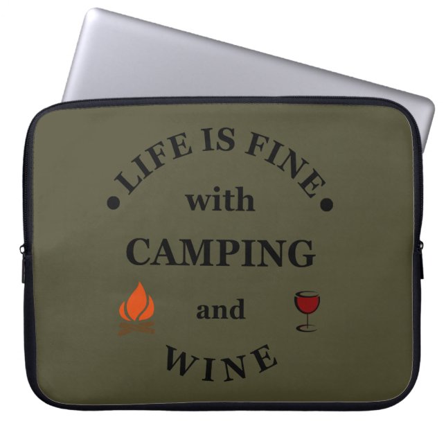 Funnt camping och vin ord laptop fodral (Framsidan)