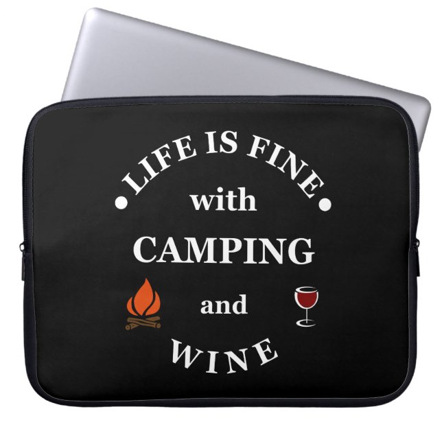 Funnt camping och vin ord laptop fodral (Framsidan)