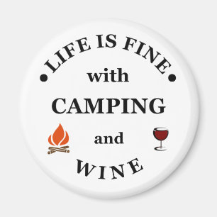 Funnt camping och vin ord magnet