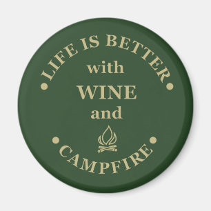 Funnt camping och vin ord magnet