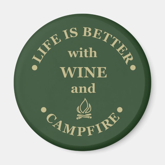 Funnt camping och vin ord magnet (Framsidan)