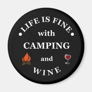 Funnt camping och vin ord magnet