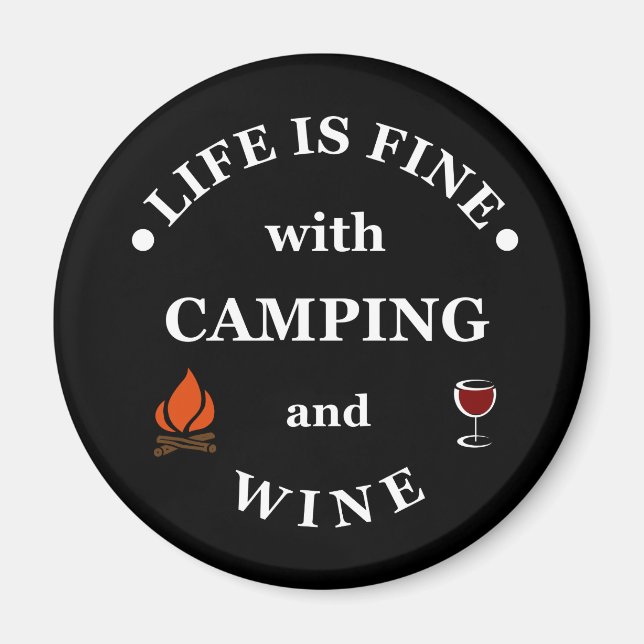 Funnt camping och vin ord magnet (Framsidan)