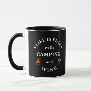 Funnt camping och vin ord mugg