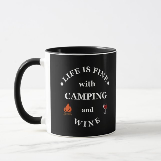 Funnt camping och vin ord mugg (Vänster)