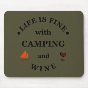 Funnt camping och vin ord musmatta